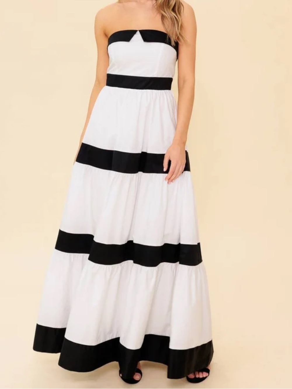 Flying Tomato Colorblock Strapless Tiered Cotton Maxi Dress NWT Size M